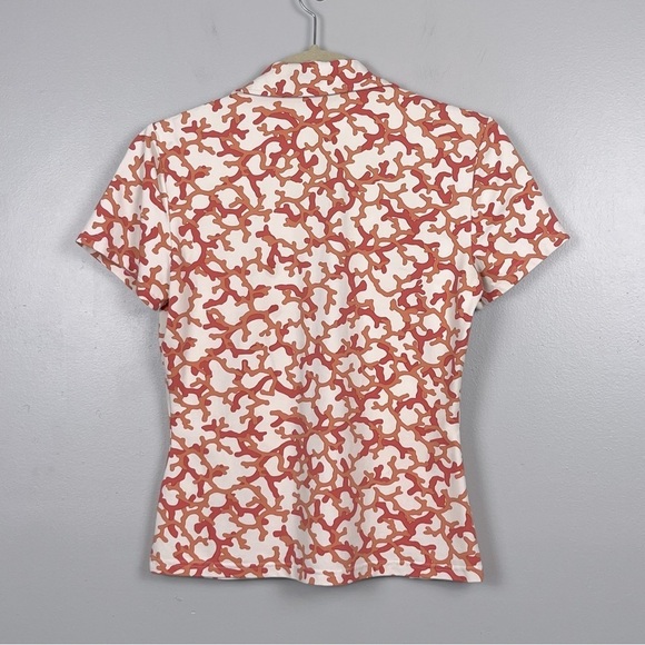 J. McLaughlin coral print short sleeve polo style shirt, size XS. - Picture 2 of 7